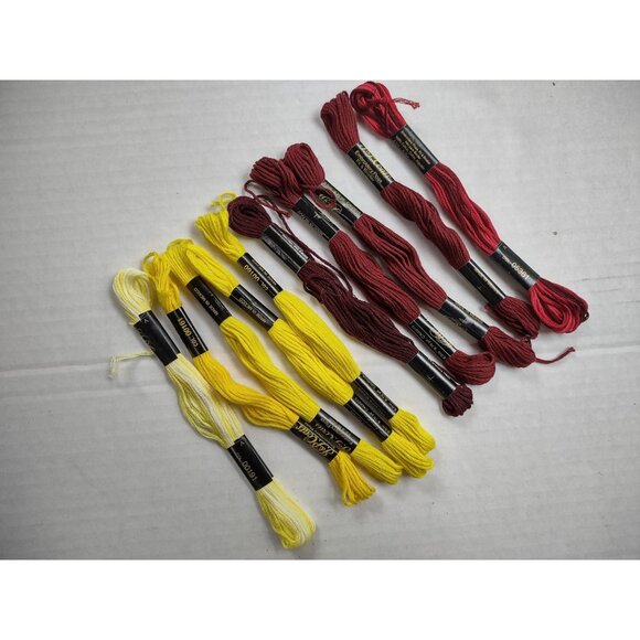 Loops and Thread/ JP Coats Yellow and Burgundy Embroidery Floss Cross Stitch Thr - Picture 3 of 7